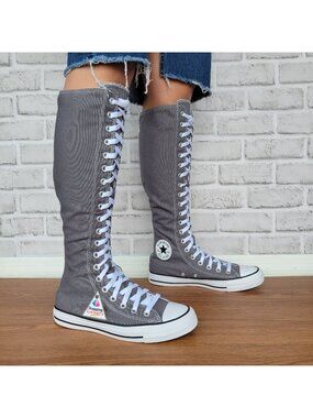 ⭐Converse Chuck Taylor All Star XXHi 7.5 Women Knee-high Boots Shoes Gray A12319